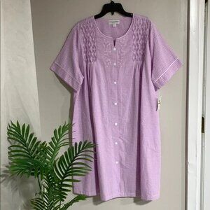 Miss Elaine Purple Checkered Button-Up Housedress Size 2X